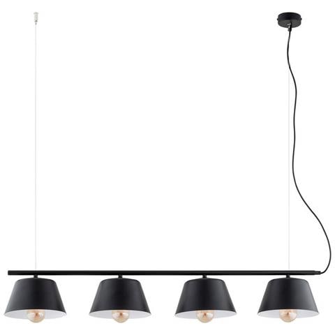 Lampada A Sospensione Ritz - Nero, Oro, Bianco - Acciaio Verniciato A Polvere, Vetro - 80x100x28 Cm - Foto 1