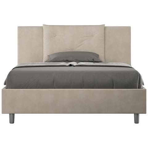 Letto Contenitore Imbottito 140x190 Microfibra Sabbia Appia - Foto 1