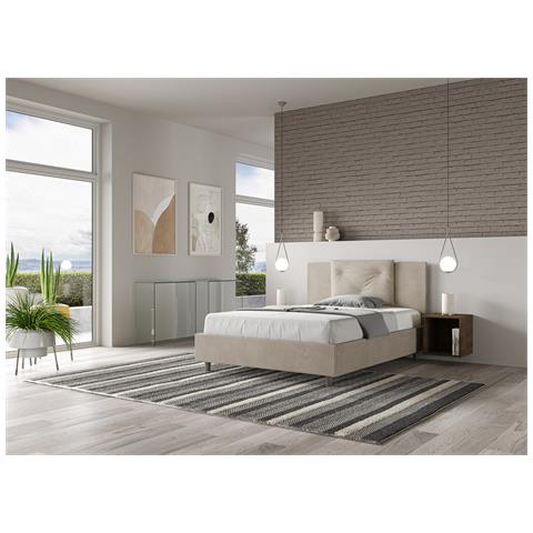 Letto Contenitore Imbottito 140x190 Microfibra Sabbia Appia - Foto 4