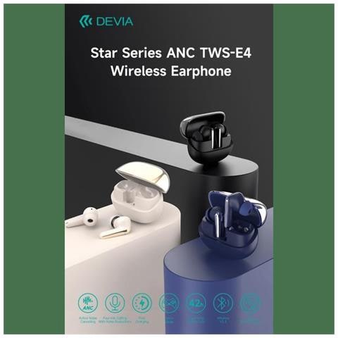 Auricolare TWS EM409 con ANC TWS-E4 Bluetooth V. 5,3 Blu - Foto 1