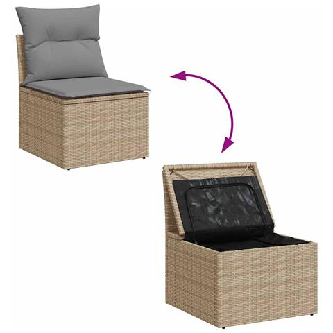 Set Divano Da Giardino 5 Pz Con Cuscini Beige In Polyrattan - Foto 10