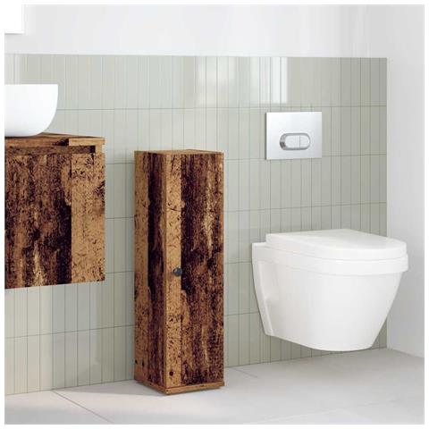 Mobile Da Bagno Con Portarotolo Legno Antico 20,5x22x72 Cm - Foto 3