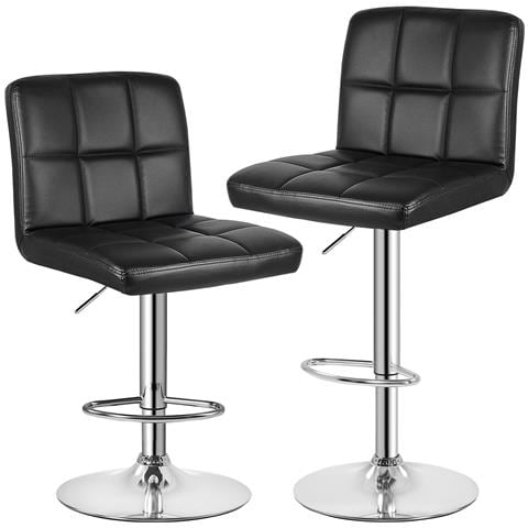Set 2 Sgabelli, Sgabelli Bar Girevole 360° In Similpelle, Sgabelli Alti Bancone Regolabili 55-75 Cm, Sgabelli Da Cucina Con Schienale E Poggiapiedi, Noir - Foto 1