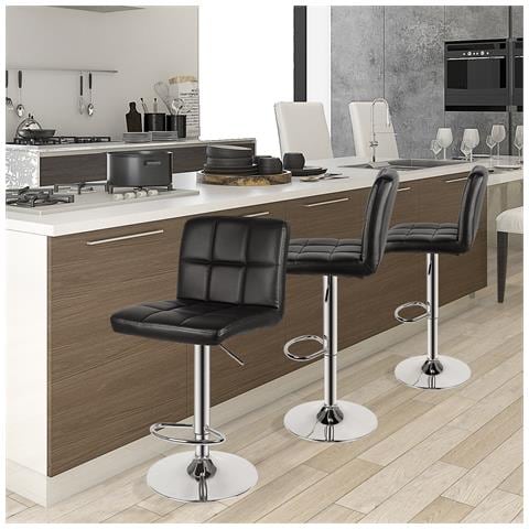 Set 2 Sgabelli, Sgabelli Bar Girevole 360° In Similpelle, Sgabelli Alti Bancone Regolabili 55-75 Cm, Sgabelli Da Cucina Con Schienale E Poggiapiedi, Noir - Foto 7