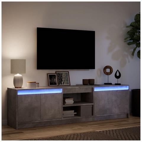Mobile Porta TV con LED Grigio Cemento 180x34x50cm Truciolato - Foto 2