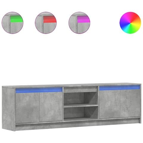 Mobile Porta TV con LED Grigio Cemento 180x34x50cm Truciolato - Foto 1