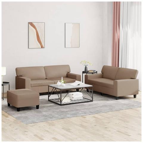 Set Di Divani 3 Pz Cappuccino In Similpelle - Foto 1
