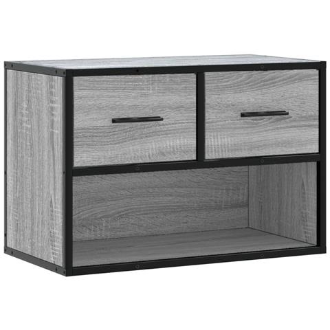 Mobile Tv Grigio Sonoma 60x31x39,5cm In Truciolato E Metallo - Foto 2