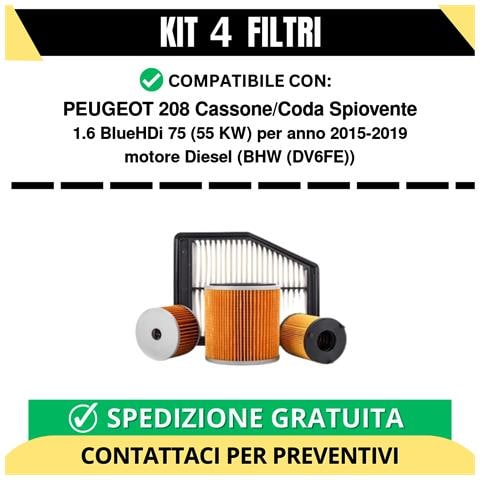 KIT TAGLIANDO 4 LT OLIO CASTROL 5W40 4 FILTRI PEUGEOT 206 1.4 HDI - Foto 5