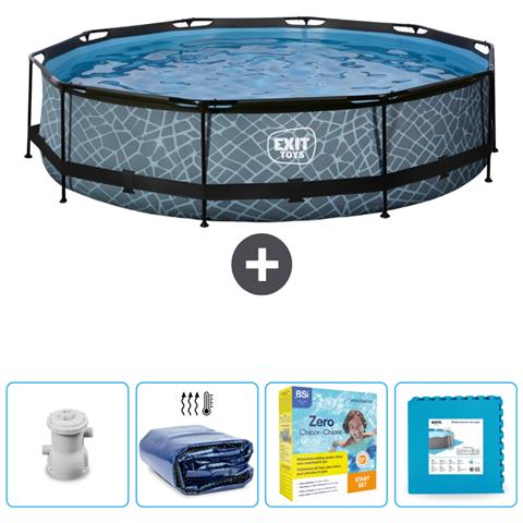 Piscina Fuori Terra - In Giro - 360x360x76 Cm - Grigio - Include Accessori Coordinati Cb23 - Foto 1