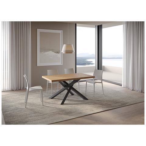 Tavolo Fisso 90x140 Cm Versalux Scortecciato Rovere Gambe Antracite - Foto 5