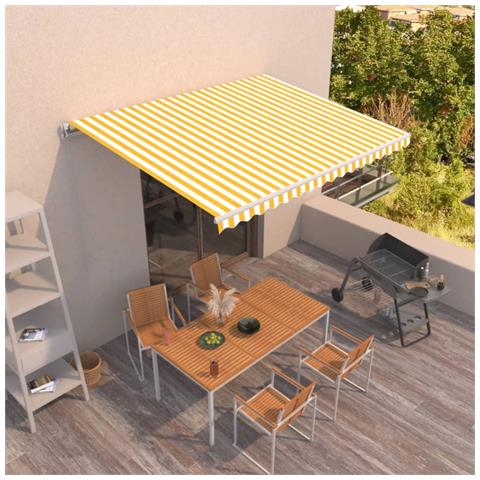 Lusso Casadino -  Tenda Da Sole Retrattile Manuale 400x350 Cm Gialla E Bianca - Foto 7