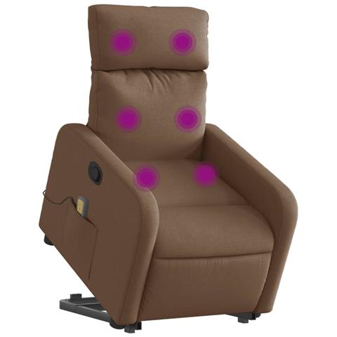 Poltrona Alzapersona Massaggiante Reclinabile Marrone Tessuto - Foto 2