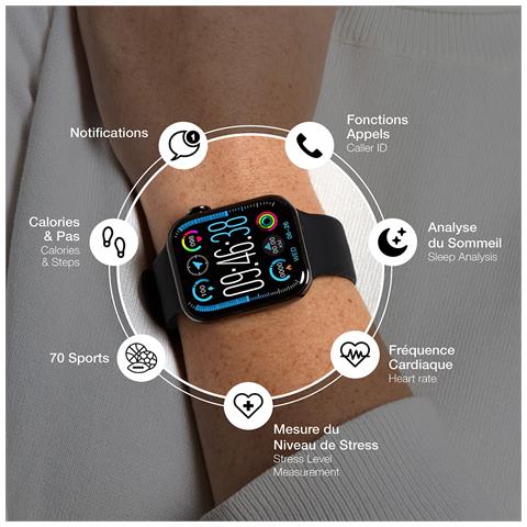 Orologio Connesso Quadrato Notifiche Dello Schermo Chiamate Monitoraggio Della Salute, Nero - Foto 2