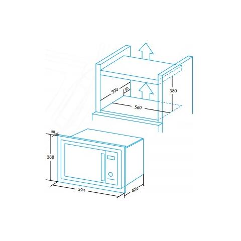 EMW-2530-IG XBK Nero Microonde con grill Da incasso 25 L 900 W - Foto 2