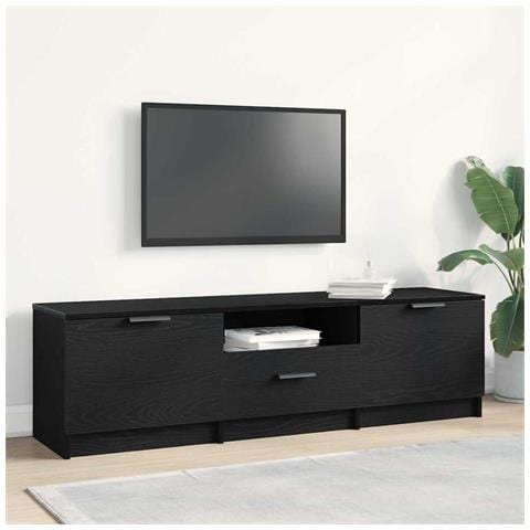 Mobile TV  - Rovere Nero - 140x35x40 cm - Realizzato in Legno Ingegnerizzato - Foto 2