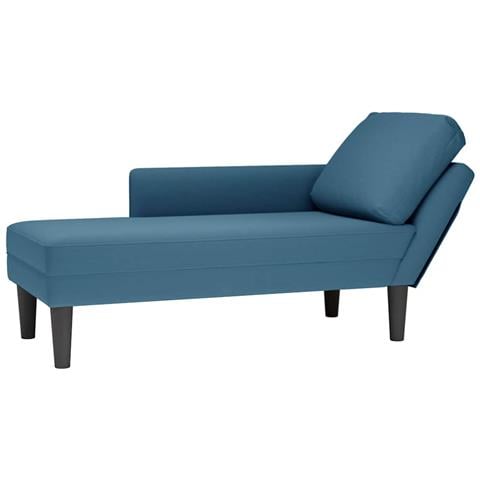 Sdraio con Cuscino e Bracciolo Destro in Velluto Blu - Foto 1