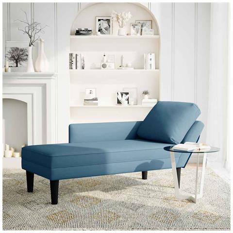 Sdraio con Cuscino e Bracciolo Destro in Velluto Blu - Foto 2