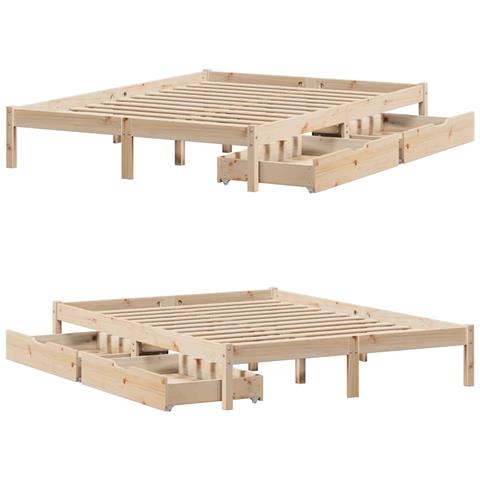 Letto senza Materasso 120x200 cm in Legno Massello di Pino - Foto 9