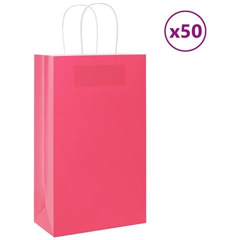 Sacchetti di Carta 50 pz con Manici Rosa 21x11x36 cm - Foto 1