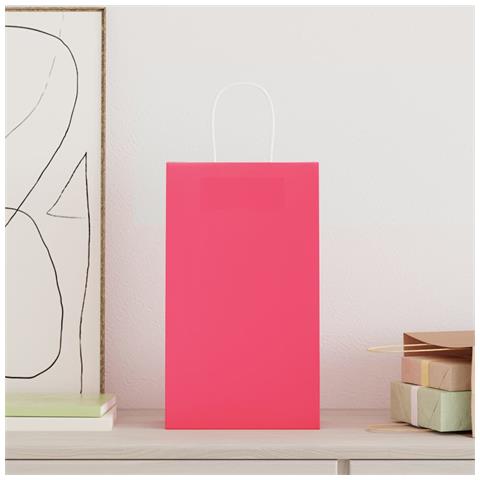 Sacchetti di Carta 50 pz con Manici Rosa 21x11x36 cm - Foto 2