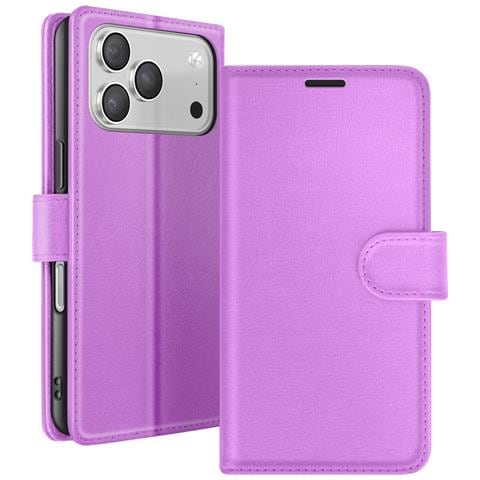 Custodia A Portafoglio Per Iphone 17 Pro Con Supporto E Linguetta Magnetica, Viola - Foto 1