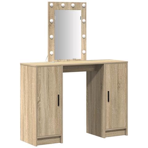 Toeletta con luci LED in rovere di Sonoma, 102x33x135 cm - Foto 1