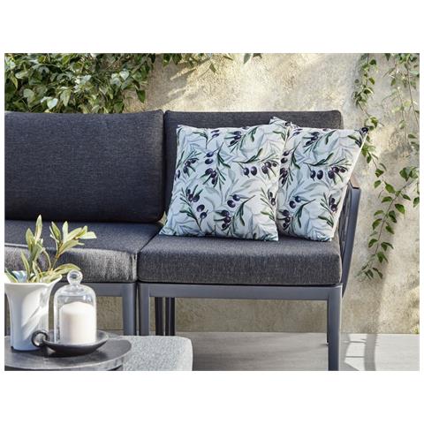 Set Di 2 Cuscini Da Esterno Tranqui Trama Di Piante 45 X 45 Cm Multicolore - Foto 1