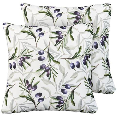 Set Di 2 Cuscini Da Esterno Tranqui Trama Di Piante 45 X 45 Cm Multicolore - Foto 2