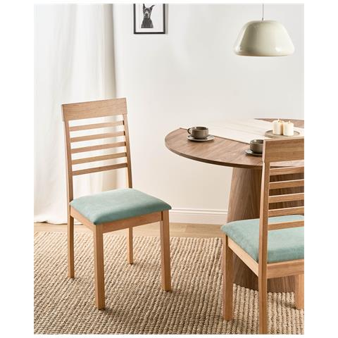 Set Di 2 Sedie Da Pranzo Ortley Legno Marrone Chiaro/verde Menta - Foto 1