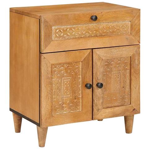 Comodino Marrone chiaro 50 x 33 x 60 cm legno massello di mango - Foto 1