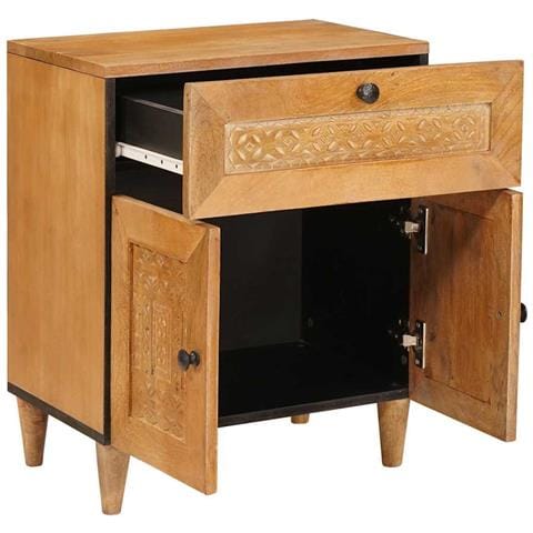 Comodino Marrone chiaro 50 x 33 x 60 cm legno massello di mango - Foto 2