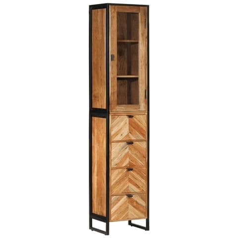 Mobile da Bagno 40x27x190 cm in Ferro e Legno Massello Acacia - Foto 1