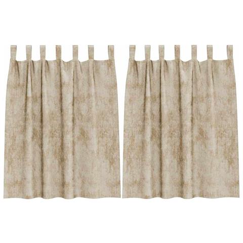 Tenda con tende 2 pcs Crema 140 x 140 cm Velluto - Foto 1