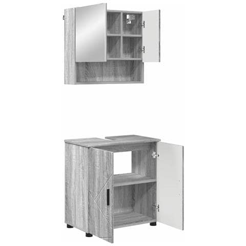 Set di mobili per il bagno con porta 2 pcs Grigio Sonoma - Foto 1