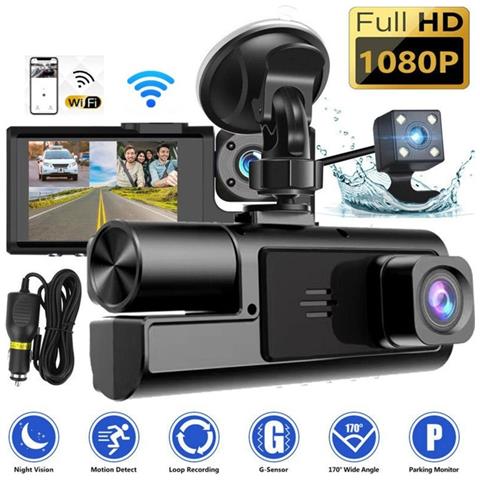 A22 Wifi Dash Cam A Tripla Lente Hd Con Visione Notturna E Scheda Tf Da 32gb - Foto 2