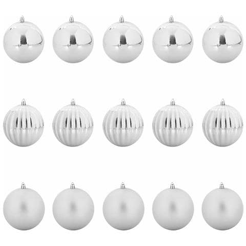 Set di Palle di Natale 15 pcs Argento Plastica - Foto 1