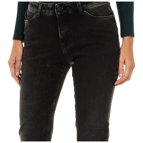 Pantaloni Lunghi In Denim Effetto Consumato 6y5j18-5d26z Donna - Foto 2