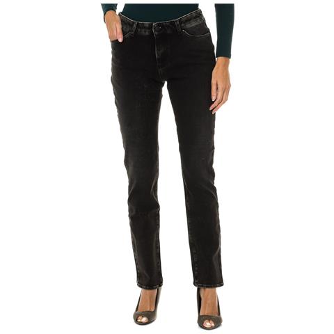 Pantaloni Lunghi In Denim Effetto Consumato 6y5j18-5d26z Donna - Foto 1