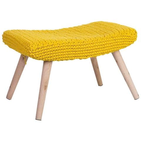 Panca In Legno E Cotone 67x30x43h Cm Giallo - Foto 1
