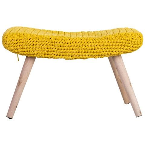 Panca In Legno E Cotone 67x30x43h Cm Giallo - Foto 2