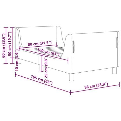 Struttura letto bambini con testata Grigio scuro 80 x 160 cm - Foto 9
