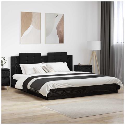 Struttura letto con testata Rovere Nero 180 x 200 cm - Foto 2