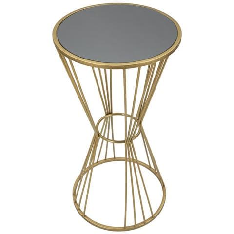 Tavolino Alto Super Ø40x80 In Ferro Dorato Con Piano A Specchio - Foto 2