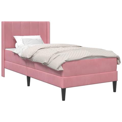 Struttura del letto con materasso Rosa 90 x 200 cm Velluto - Foto 1
