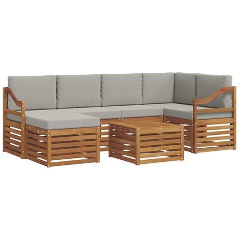 Set divani con cuscino 7 pcs Grigio Naturale e Chiaro - Foto 1