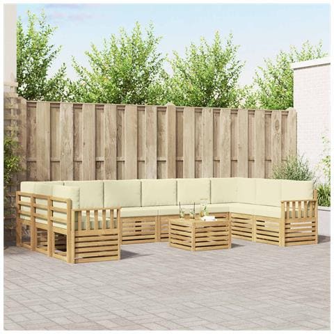 Set di divani da esterno 8 pcs Bianco e Crema 59 x 59 x 37 cm - Foto 2