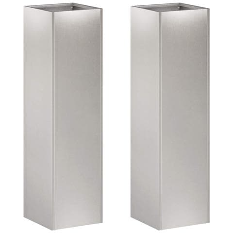 Vaso da giardino 2 pz Argento 20 x 20 x 75 cm Acciaio Inox - Foto 1