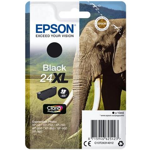 Originale T2431 Nera C13t24314012 Xp750 Xp850 Xp860 Xp950 Xp55 24xl C13t24314010 500 Pagine 10ml - Foto 1