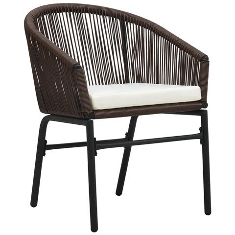 Set Da Bistro 3 Pz Con Cuscini In Rattan Pvc Marrone - Foto 2